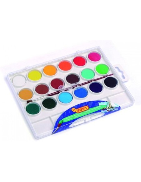 Estuche plastico 18 acuarelas jovi colores surtidos pincel