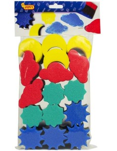 Bolsa colgable 16 esponjas 4 formas surtidas