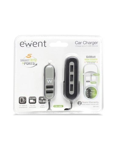 EW1355 cargador de dispositivo móvil Negro, Gris Auto