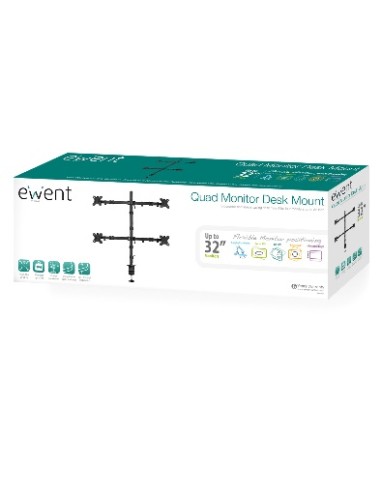 EW1514 soporte para monitor 81,3 cm (32") Abrazadera/Atornillado Negro