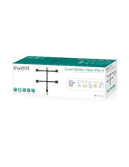 EW1514 soporte para monitor 81,3 cm (32") Abrazadera/Atornillado Negro