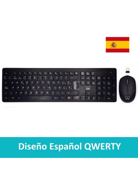 EW3256 teclado RF inalámbrico QWERTY Español Negro EW3256 teclado RF inalámbrico QWERTY Español Negro