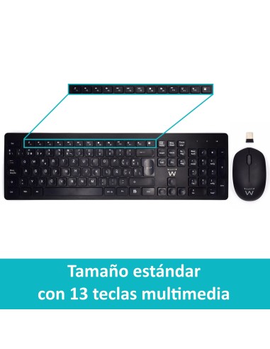 EW3256 teclado RF inalámbrico QWERTY Español Negro