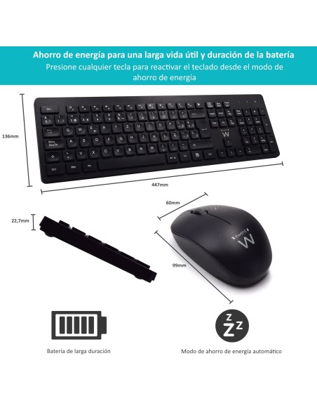 EW3256 teclado RF inalámbrico QWERTY Español Negro EW3256 teclado RF inalámbrico QWERTY Español Negro