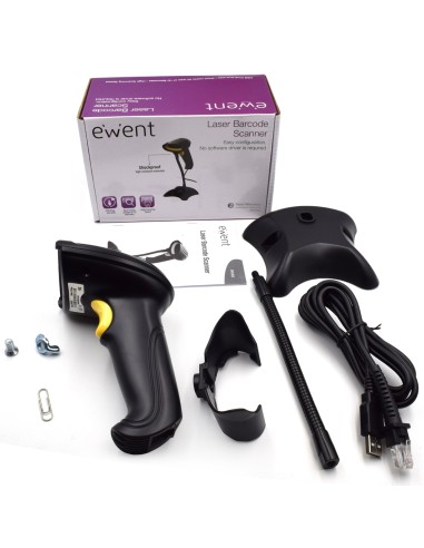 EW3400 lector de código de barras Lector de códigos de barras portátil 1D Laser Negro