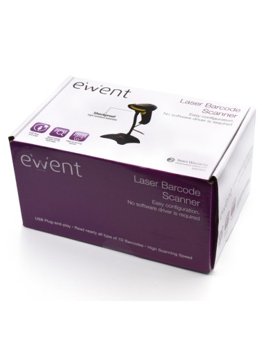 EW3400 lector de código de barras Lector de códigos de barras portátil 1D Laser Negro