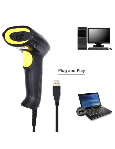 EW3410 lector de código de barras Lector de códigos de barras portátil 1D/2D LED Negro