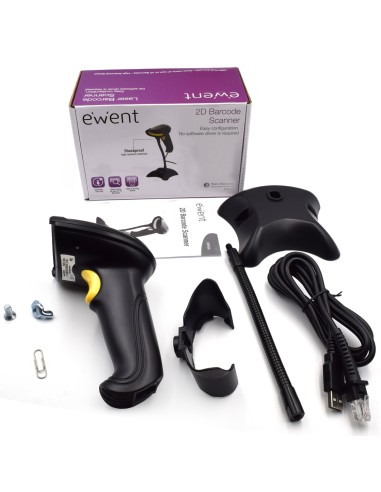 EW3410 lector de código de barras Lector de códigos de barras portátil 1D/2D LED Negro