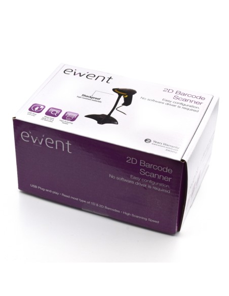 EW3410 lector de código de barras Lector de códigos de barras portátil 1D/2D LED Negro