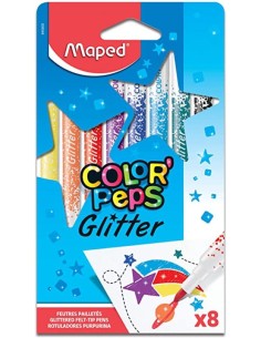 Estuche 8 rotuladores color peps glitter maped