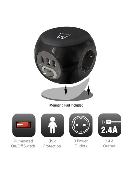 EW3938 adaptador e inversor de corriente Interior Negro