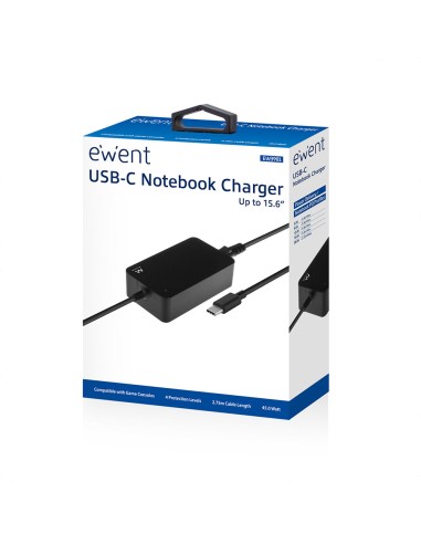 EW3981 adaptador e inversor de corriente Interior 45 W Negro