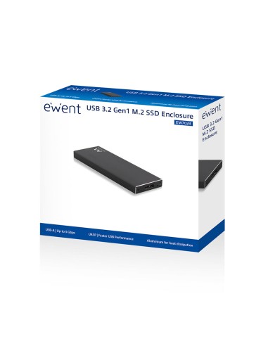 EW7023 caja para disco duro externo Caja externa para unidad de estado sólido (SSD) Negro M.2