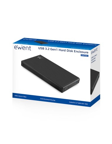EW7032 caja para disco duro externo Carcasa de disco duro/SSD Negro 2.5"