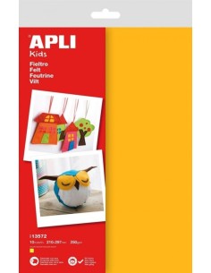 Blister 10 hojas fieltro a4 amarillo apli