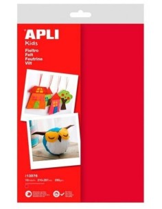 Blister 10 hojas fieltro a4 rojo apli