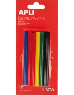 Blister 12 recambios barra silicona 75mm colores surtidos