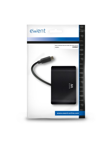 EW9827 base para portátil y replicador de puertos USB 3.2 Gen 1 (3.1 Gen 1) Type-C Negro