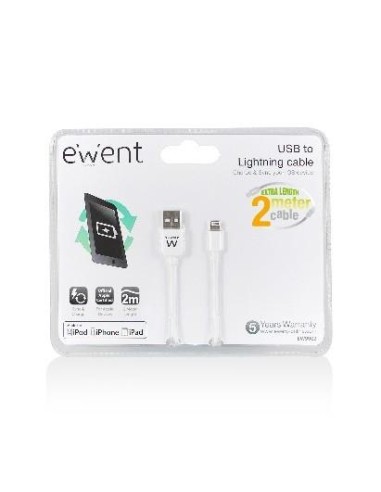 EW9902 cable de conector Lightning 2 m Blanco