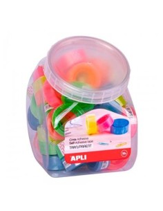 APLI CINTA ADHESIVA TRANSPARENTE 19MM X 20M COLORES SURTIDOS FLUORESCENTES -EXPOSITOR 50U-