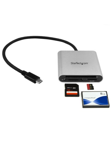 Lector Grabador USB 3.0 de Tarjetas de Memoria SD, Micro SD, CompactFlash - Adaptador USB-C a Tarjetas Flash