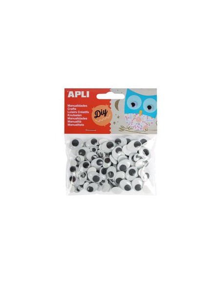 BOLSA 100 OJOS MOVILES NEGROS OVALADOS MEDIDAS SURTIDAS