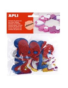 Bolsa 50 numeros goma eva purpurina adhesivas surtidas