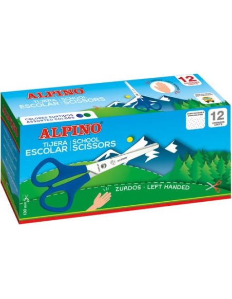 C 12 TIJERAS ESCOLARES 13CM ZURDOS ALPINO SCHOLL