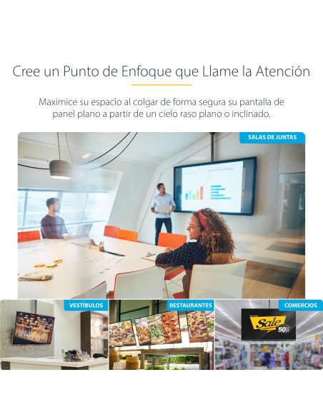 Soporte de Techo para TV - Soporte Universal de Cielo Raso para TV con Mástil Telescópico Largo Ajustable - Soporte VESA para P