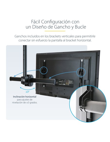 Soporte de Techo para TV - Soporte Universal de Cielo Raso para TV con Mástil Telescópico Largo Ajustable - Soporte VESA para P