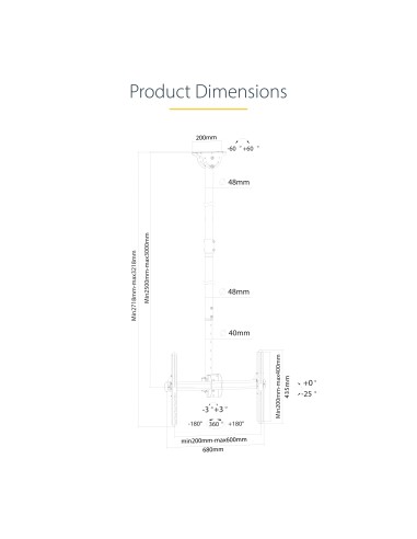 Soporte de Techo para TV - Soporte Universal de Cielo Raso para TV con Mástil Telescópico Largo Ajustable - Soporte VESA para P
