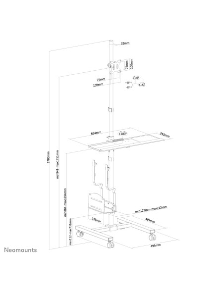 Puesto de trabajo móvil para monitor/TV