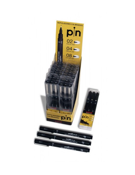 EXPOSITOR UNI PIN 12 ESTUCHES CALIBRADOS 02-04-08 UNI-BALL 182634325