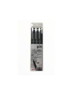 UNIBALL MARCADOR PERMANENTE PIN-200(S)/3P CALIBRADOS 01/03/05 NEGRO EN ESTUCHE DE 3  - Pack de 10 unidades - 182634338