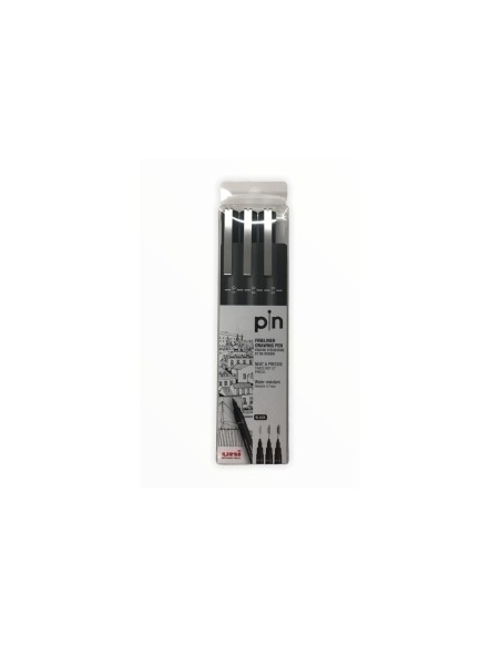 UNIBALL MARCADOR PERMANENTE PIN-200(S)/3P CALIBRADOS 01/03/05 NEGRO EN ESTUCHE DE 3  - Pack de 10 unidades - 182634338