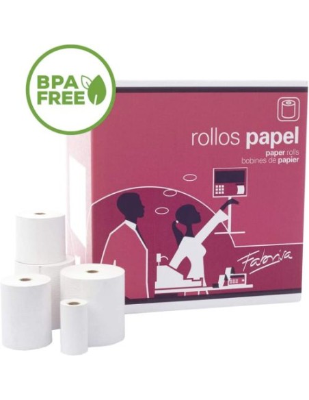 PACK 10 ROLLOS PAPEL TERMICO SIN BPA 60X55X12MM FABRISA