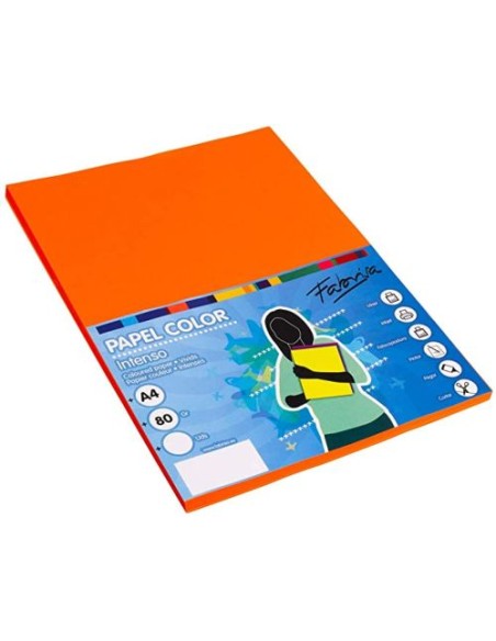 PAQUETE A4 100H 80G COLOR NARANJA CLARO FABRISA