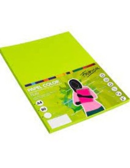 PAQUETE A4 100H 80G COLOR VERDE FABRISA