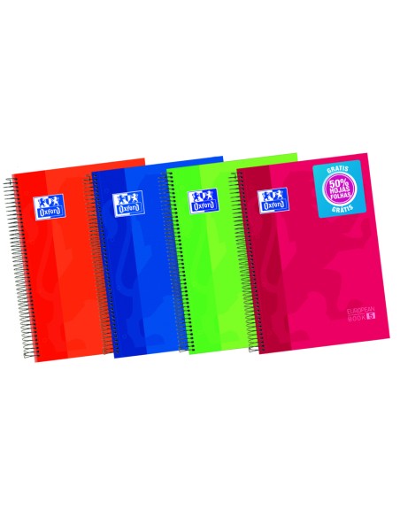 Paq 5 cuaderno espiral europeanbook5 a4 120h 90g 1 horizontal microperforado colores surtidos Paq 5 cuaderno espiral europeanbook5 a4 120h 90g 1 horizontal microperforado colores surtidos