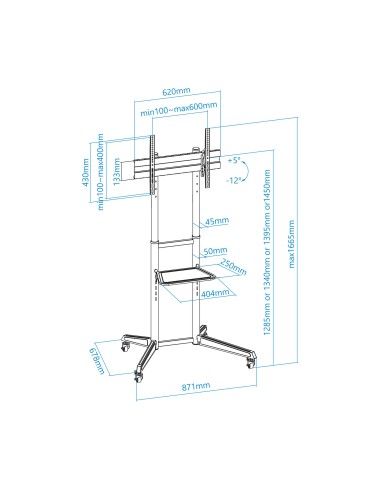 RAMSÉS Soporte de Suelo con Ruedas para Pantallas 37"- 70", Negro