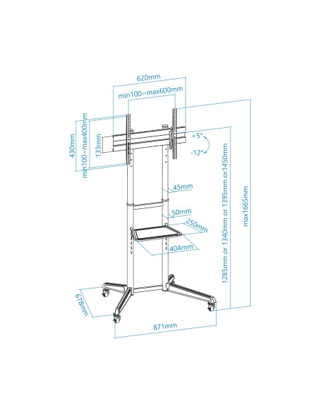 RAMSÉS Soporte de Suelo con Ruedas para Pantallas 37"- 70", Negro