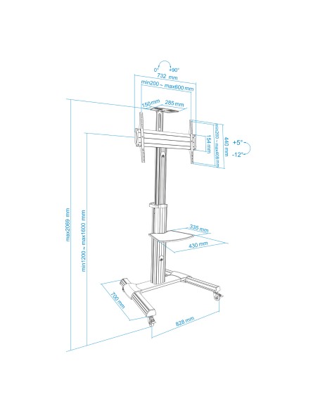 FS1870M-B signage display mount 94 cm (37") Negro, Plata