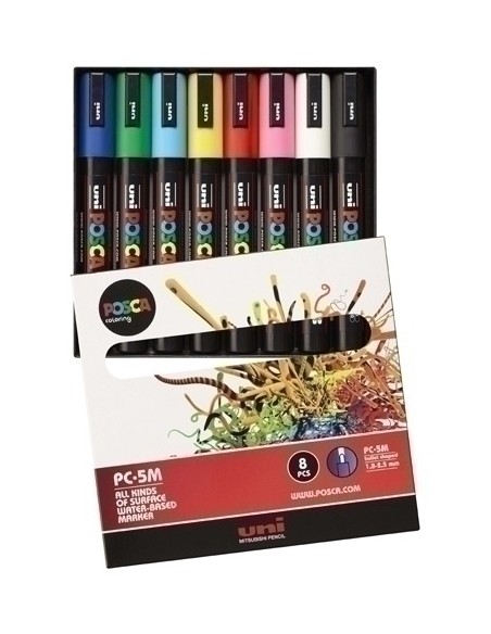 ROTUL.UNI-POSCA PC-5M BOLSA 8