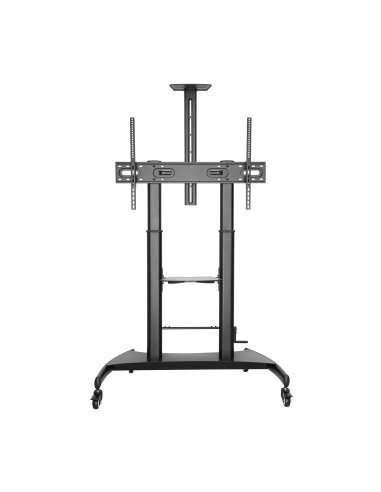 Soporte de Suelo ECO con Ruedas y Manivela, Bandeja para DVD y Soporte de Cámara para Monitor/TV 100Kg de 60-100, Negro