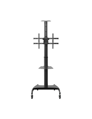 Soporte de Suelo ECO con Ruedas y Manivela, Bandeja para DVD y Soporte de Cámara para Monitor/TV 50Kg de 37-70, Negro