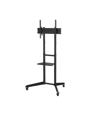 Soporte de Suelo ECO con Rueda, Bandeja para DVD para Monitor/TV 50Kg de 37-70, Negro