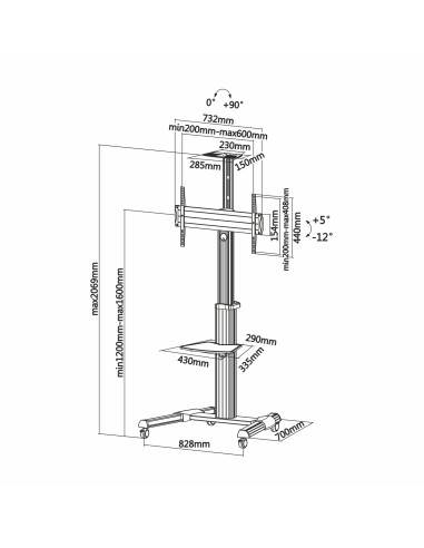 FT70TRE-037 soporte para TV 177,8 cm (70") Negro, Plata