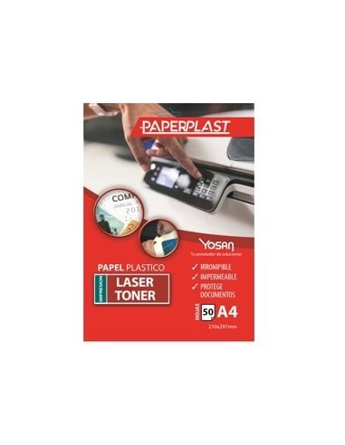 YOSAN PAPEL PLÁSTICO PAPERPLAST PELÍCULA DE POLIESTER 200 MICRAS IMPRIMIBLE A4 -PAQUETE 50H-