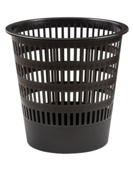 papelera de rejilla plastico negra 12l