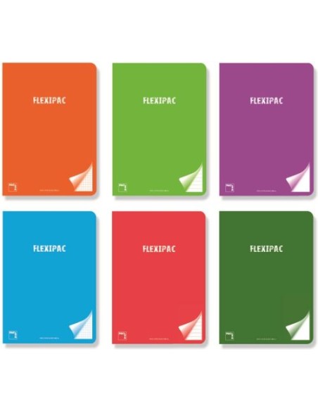 Paq 6 libreta a4 48h 90g pauta 25 c m flexipac tapa plastico colores surtidos Paq 6 libreta a4 48h 90g pauta 25 c m flexipac tapa plastico colores surtidos